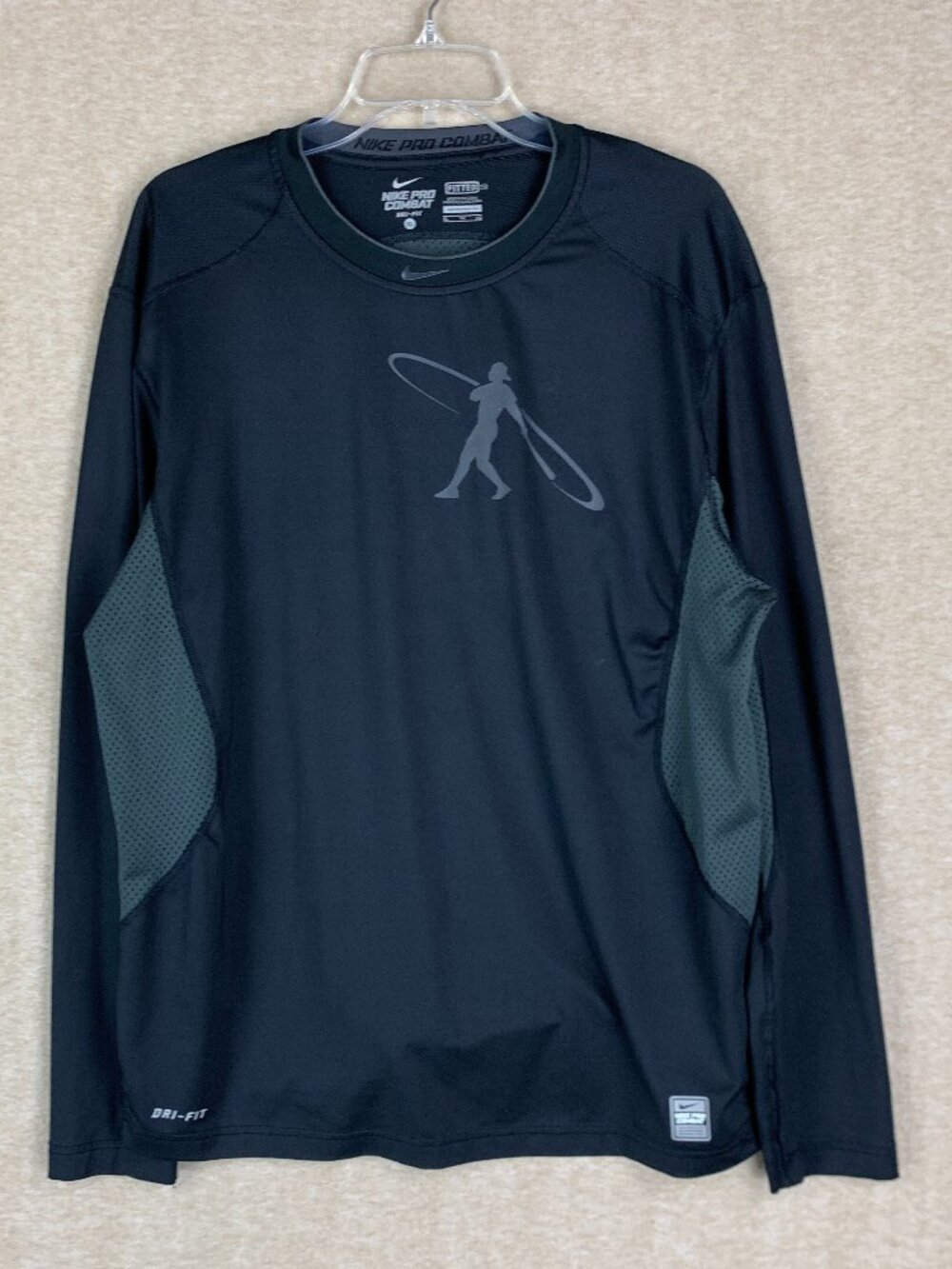 Nike Pro Combat Dri-FIT Baseball Compression Shirt Men's XL Black Long Sleeve